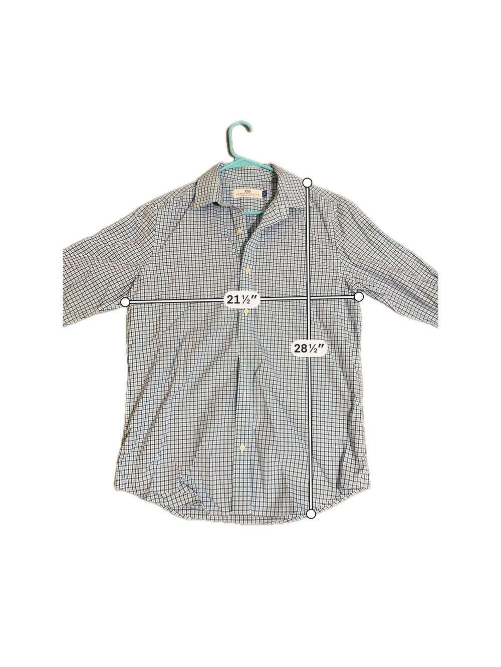 Peter Manning Mens Blue Gingham Button Down Shirt Size 4 Long Sleeve Checkered